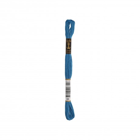Meada de linha de bordar Anchor Stranded Cotton, filosele cor 169 azul Meada de linha de bordar Anchor Stranded Cotton, filosele cor 169 azul